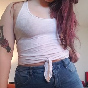 Aerie White Tied Cropped Tank